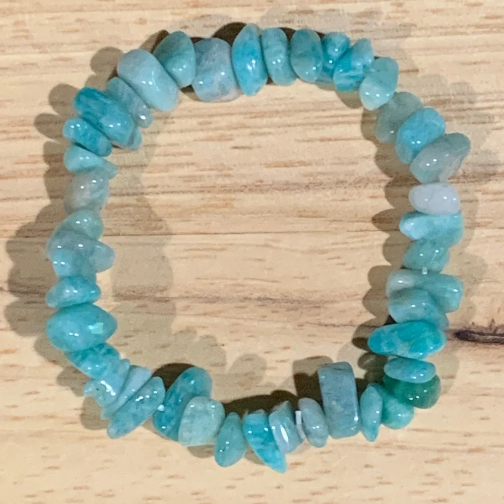 Handmade Chip Stone Bracelet Set Women OS Purple Blue Teal Boho Crystal Healing